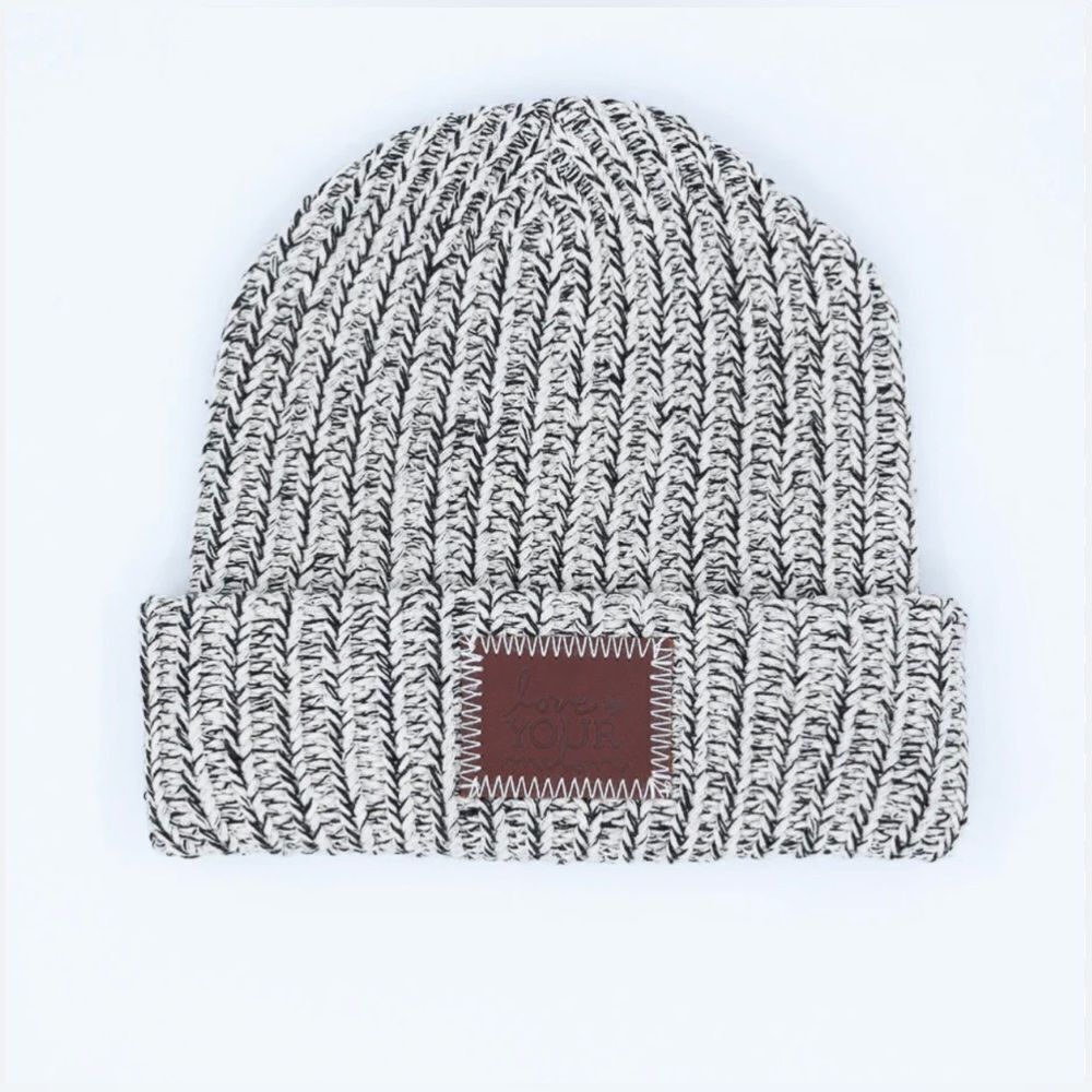 Love Your Melon Black and White cuffed Knit Beanie